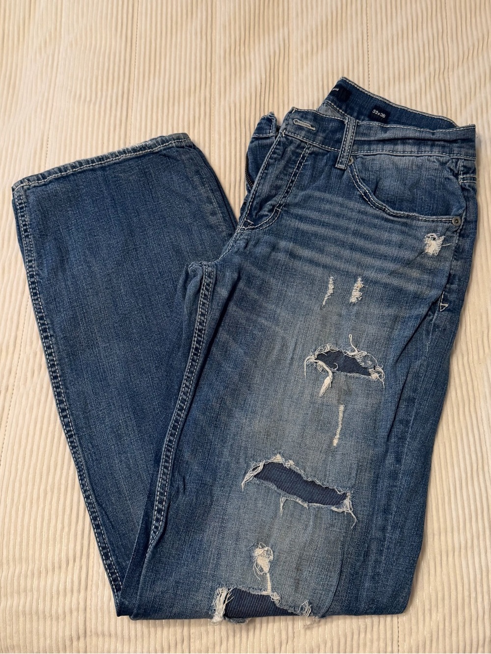 BKE Jake Distressed Bootcut Jeans Men’s 33x36 Light Wash